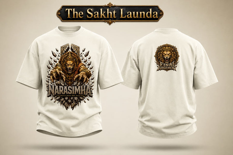THE SAKHT LAUNDA white Narasimha T-shirt design